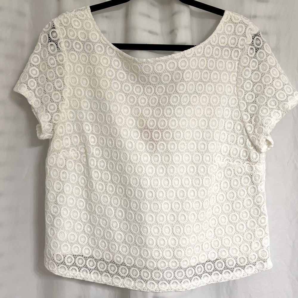 Lilly Pulitzer For Target Top White Eyelet Side Zip Cotton Crop Top Size XXL